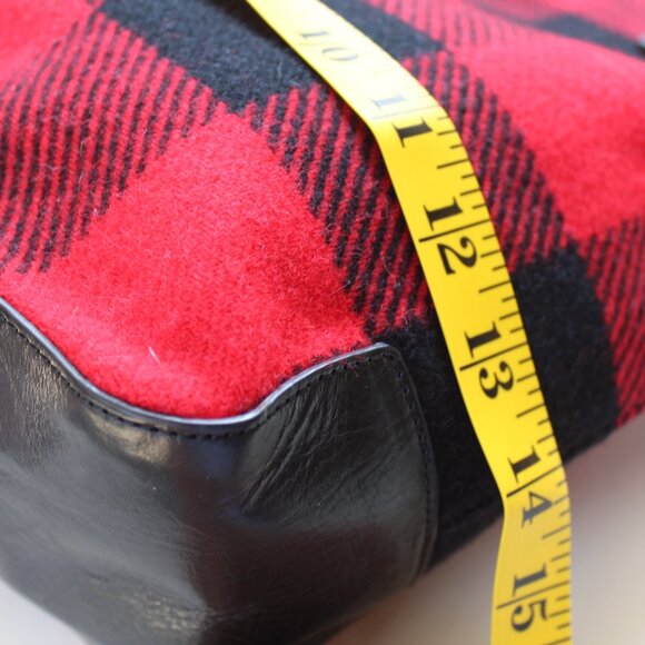 Pendleton 100% Wool / Leather Buffalo Plaid Tote Bag Shoulder Purse - Picture 10 of 15